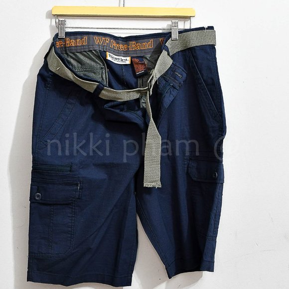 New with tags Wear First Men's Belted Cargo Shorts in NAVY - Picture 6 of 9
